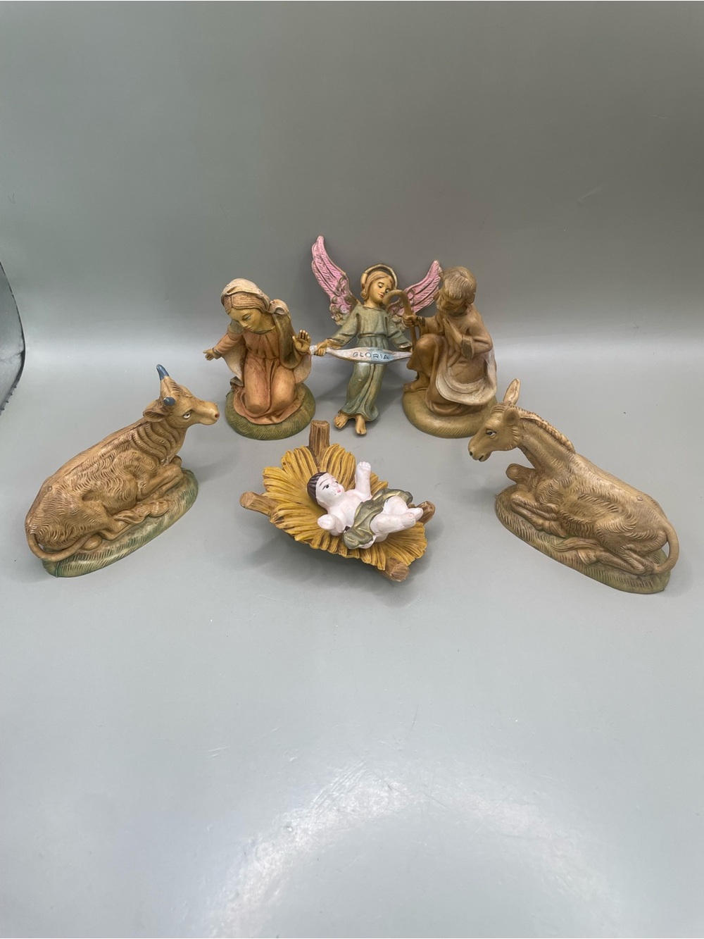 Vintage Italy 7 Piece Christmas Nativity Set Joseph, Mary, Jesus, Angel, Animals